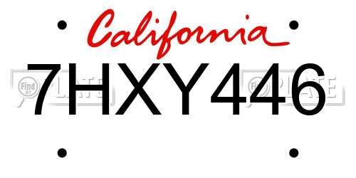 7HXY446 California License Plate
