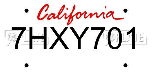 7HXY701 California License Plate