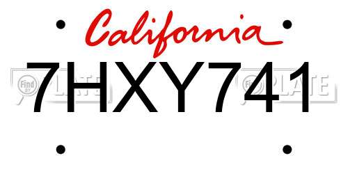 7HXY741 California License Plate