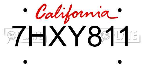 7HXY811 California License Plate