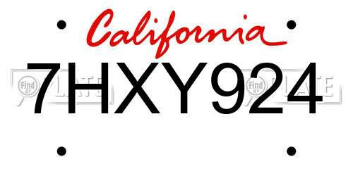 7HXY924 California License Plate