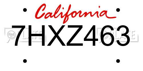 7HXZ463 California License Plate