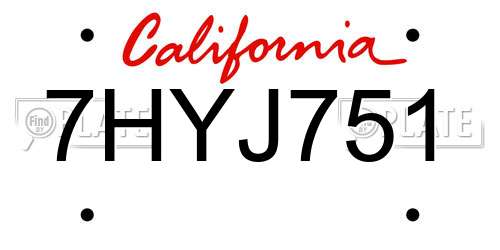 7HYJ751 California License Plate