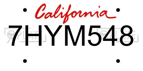 7HYM548 California License Plate