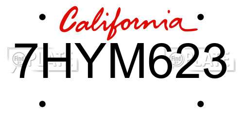 7HYM623 California License Plate