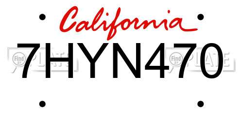 7HYN470 California License Plate