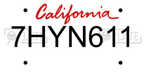 7HYN611 California License Plate
