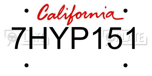 7HYP151 California License Plate