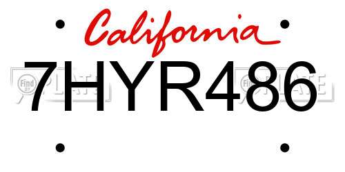 7HYR486 California License Plate