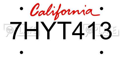 7HYT413 California License Plate