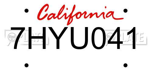 7HYU041 California License Plate
