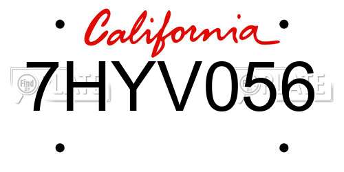 7HYV056 California License Plate