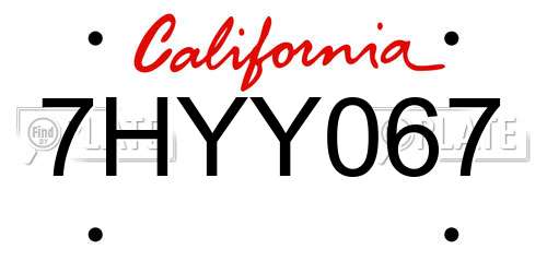 7HYY067 California License Plate