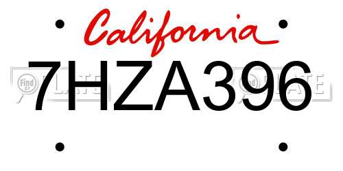 7HZA396 California License Plate
