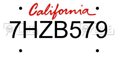 7HZB579 California License Plate