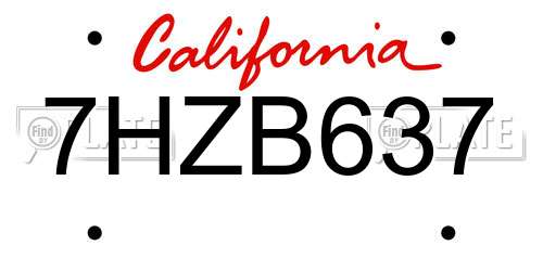 7HZB637 California License Plate