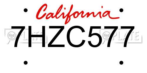 7HZC577 California License Plate