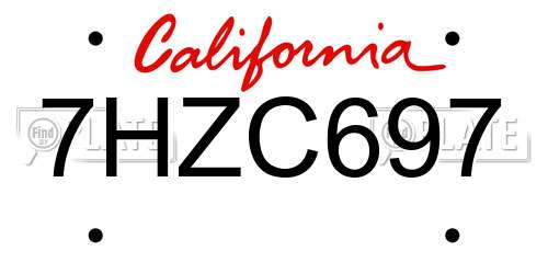 7HZC697 California License Plate