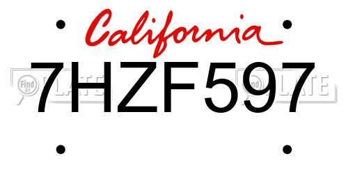 7HZF597 California License Plate