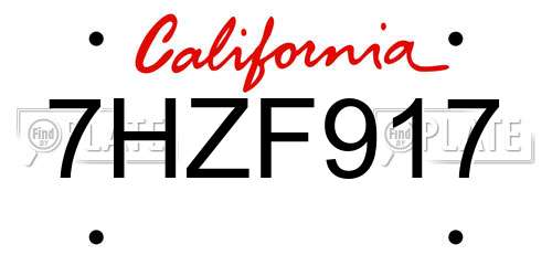 7HZF917 California License Plate