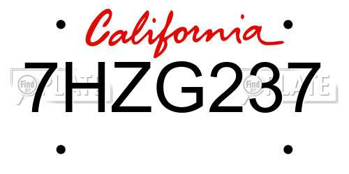 7HZG237 California License Plate