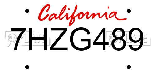 7HZG489 California License Plate
