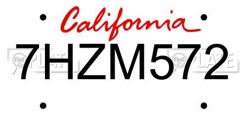 7HZM572 California License Plate