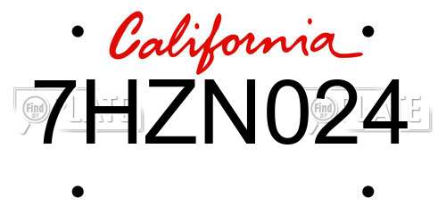 7HZN024 California License Plate