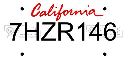 7HZR146 California License Plate