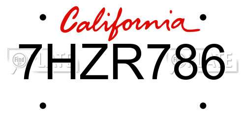 7HZR786 California License Plate