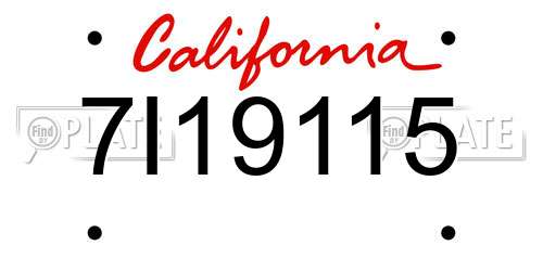 7I19115 California License Plate