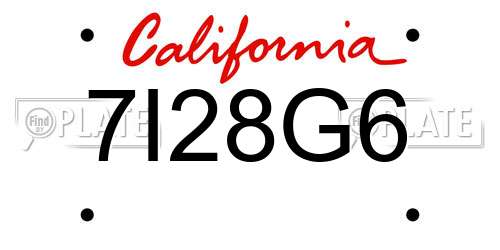 7I28G6 California License Plate