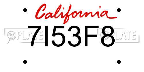 7I53F8 California License Plate