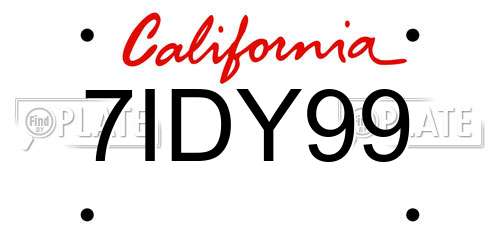 7IDY99 California License Plate