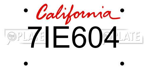 7IE604 California License Plate