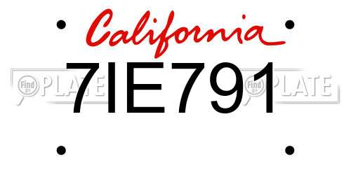 7IE791 California License Plate