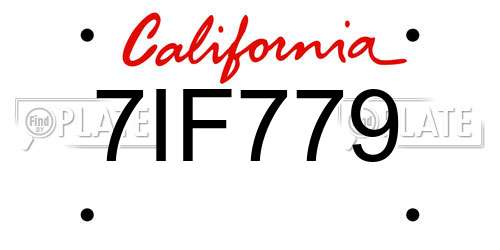 7IF779 California License Plate