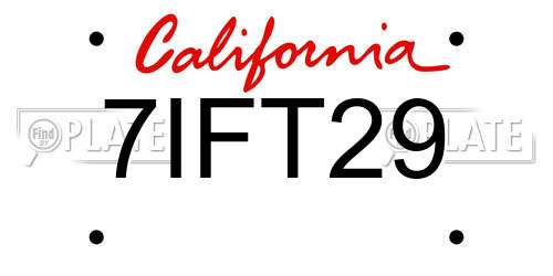 7IFT29 California License Plate
