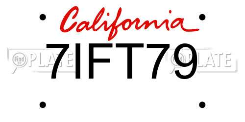 7IFT79 California License Plate