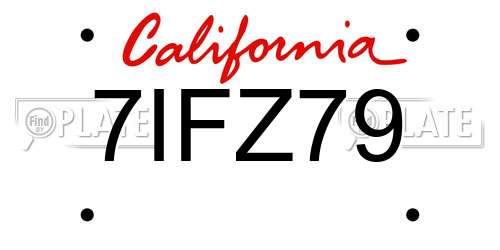 7IFZ79 California License Plate