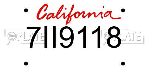 7II9118 California License Plate