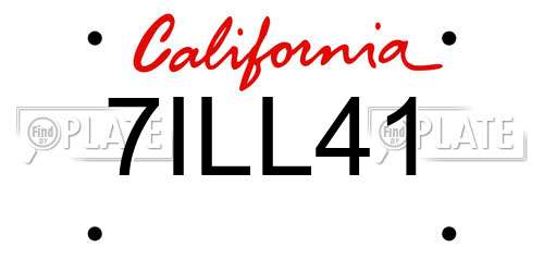 7ILL41 California License Plate