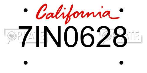 7IN0628 California License Plate