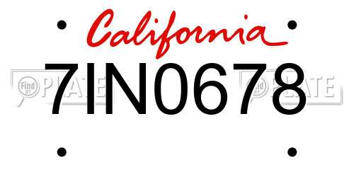 7IN0678 California License Plate