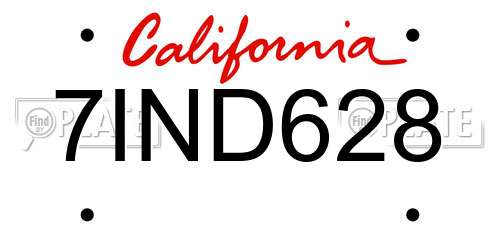 7IND628 California License Plate