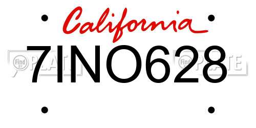 7INO628 California License Plate