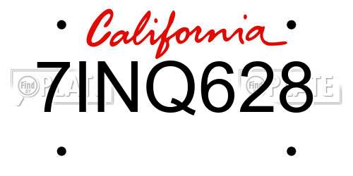 7INQ628 California License Plate