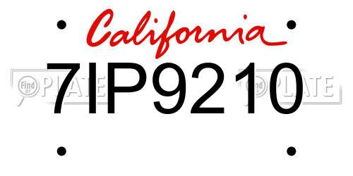 7IP9210 California License Plate