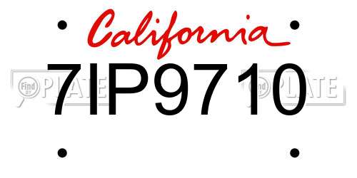 7IP9710 California License Plate