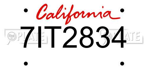 7IT2834 California License Plate